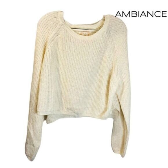 Ambiance Women's Long Sleeve Waffle Knit Sweater‎  Solid Color Pullover - Picture 1 of 5